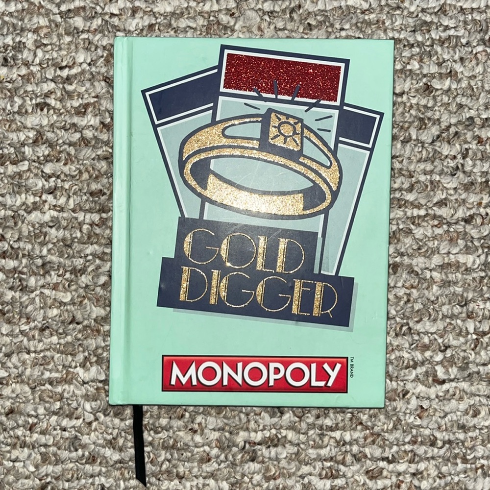 MONOPOLY GOLD DIGGER JOURNAL/DIARY MINT GREEN GOLD/RED GLITTER